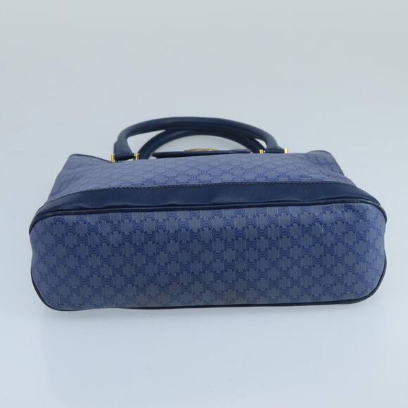 CELINE Macadam Canvas Hand Bag Blue Gold - Picture 9 of 12